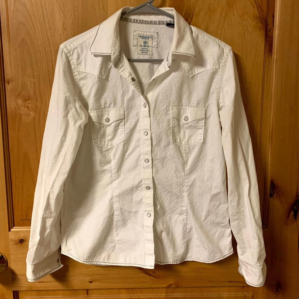 Panhandle Rough Stock White Snap Down Western Wear